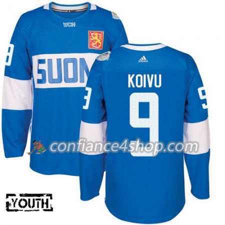 Adidas Maillot de Hockey Finlande Mikko Koivu 9 Coupe du monde de hockey sur glace 2016 Bleu Premier - Enfant